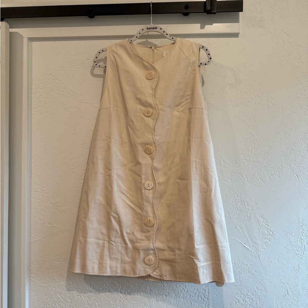 Worth collective Cream Sleeveless Mini Dress with Button Front